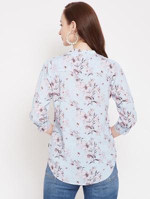 mandarin neck floral top - 17473923 - Standard Image - 3