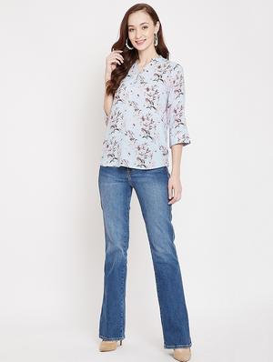 mandarin neck floral top - 17473923 - Standard Image - 4