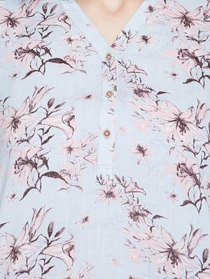 mandarin neck floral top - 17473923 - Standard Image - 5