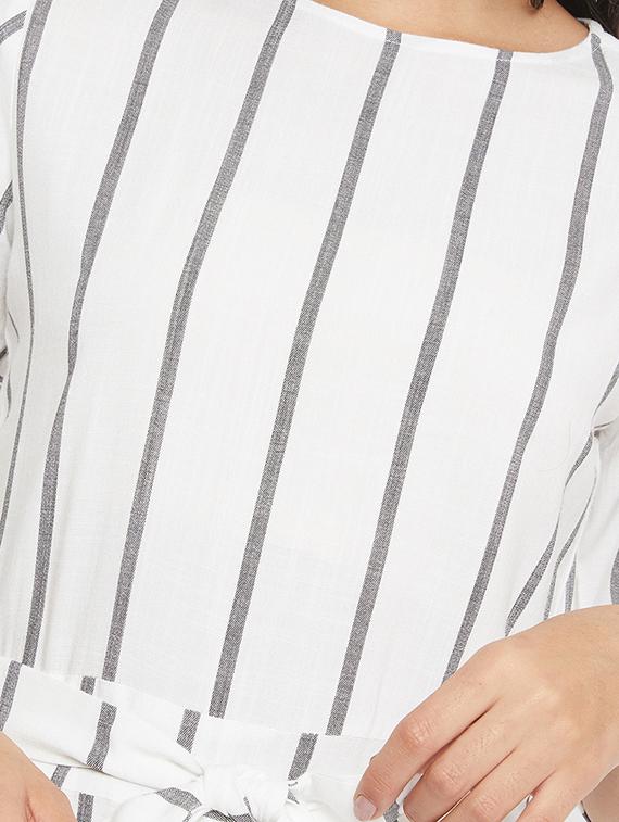 tie front striped full leg jumpsuit - 17473938 - Zoom Image - 4