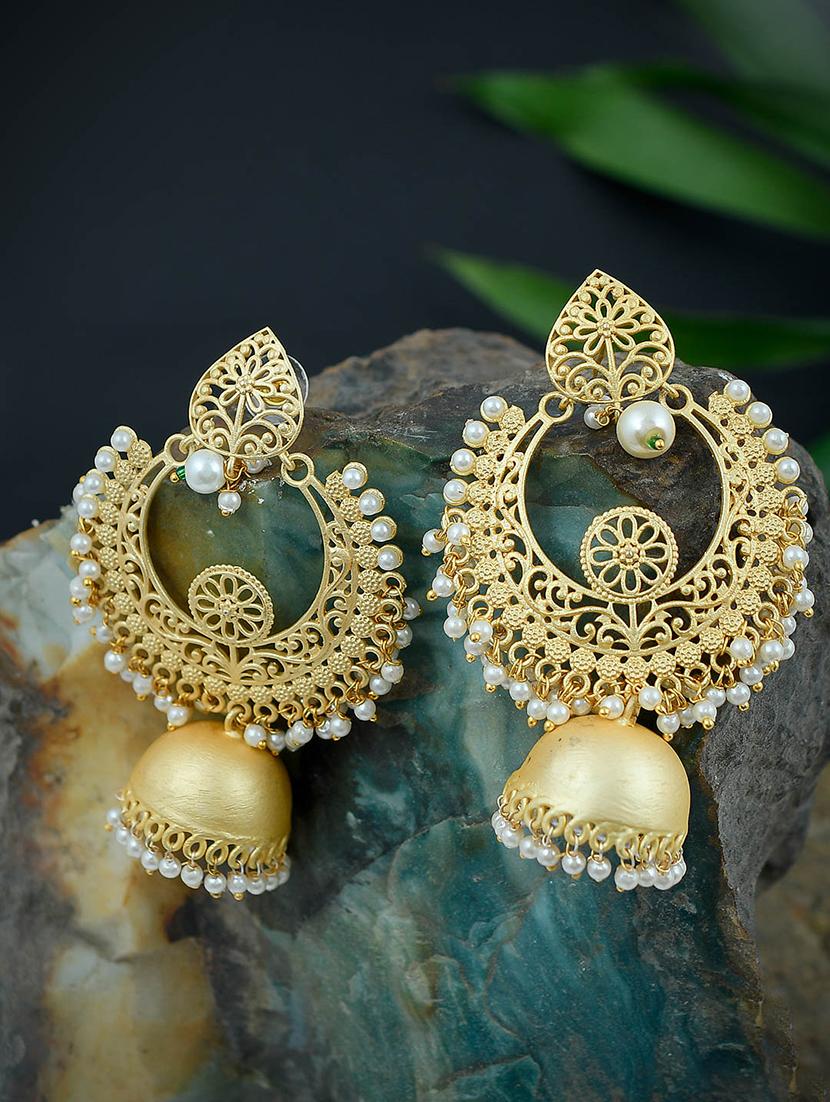 gold brass chandballi earring - 17474034 - Zoom Image - 2