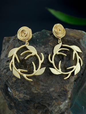 gold brass drop earring - 17474043 - Standard Image - 2