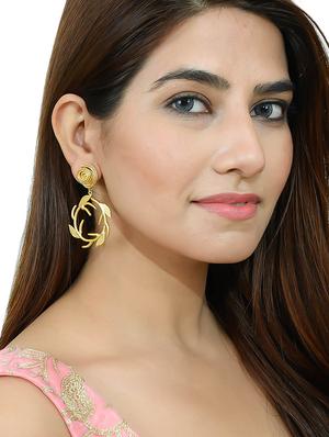 gold brass drop earring - 17474043 - Standard Image - 4
