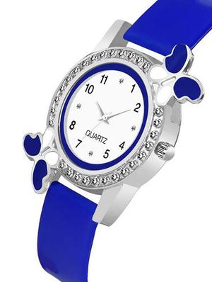 k-2 blue diamond studded attractive butterfly stylish women watch - 17474132 - Standard Image - 3