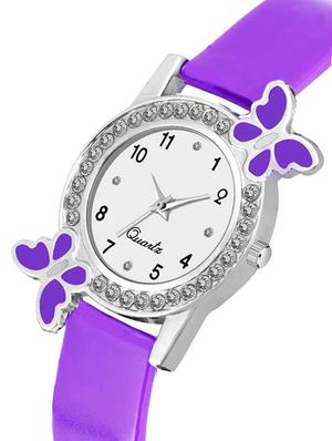 k-2 blue diamond studded attractive butterfly stylish women watch - 17474135 - Standard Image - 3