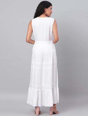 v-neck solid flared dress - 17474312 - Standard Image - 3