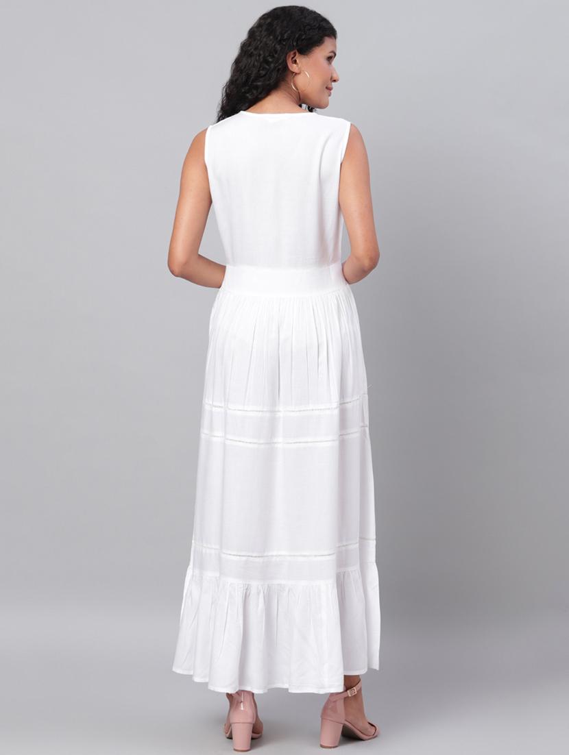 v-neck solid flared dress - 17474312 - Zoom Image - 3