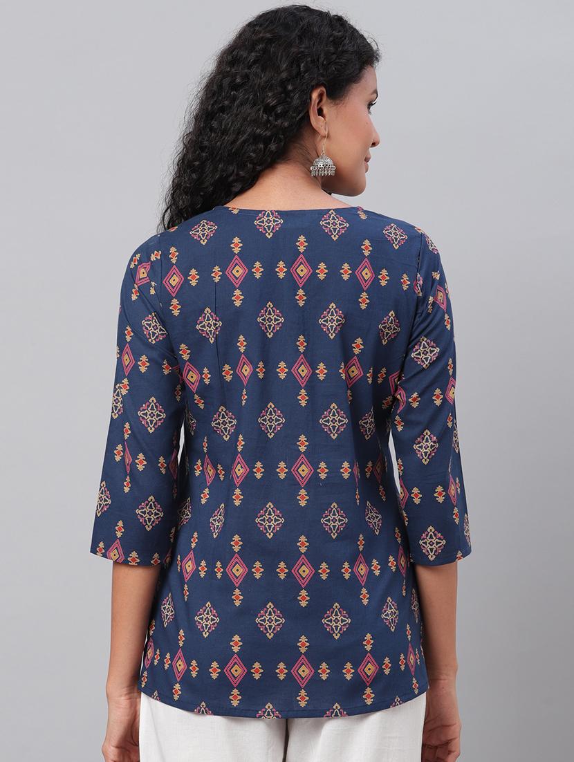 round neck printed top - 17474380 - Zoom Image - 3