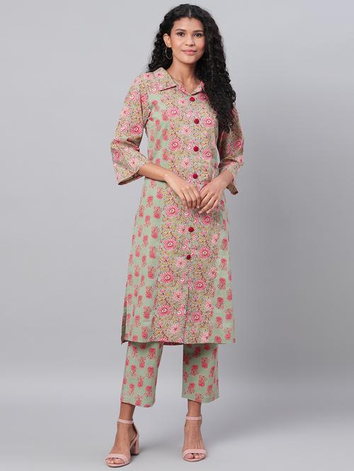 floral kurta pant set - 17474403 - Standard Image - 1