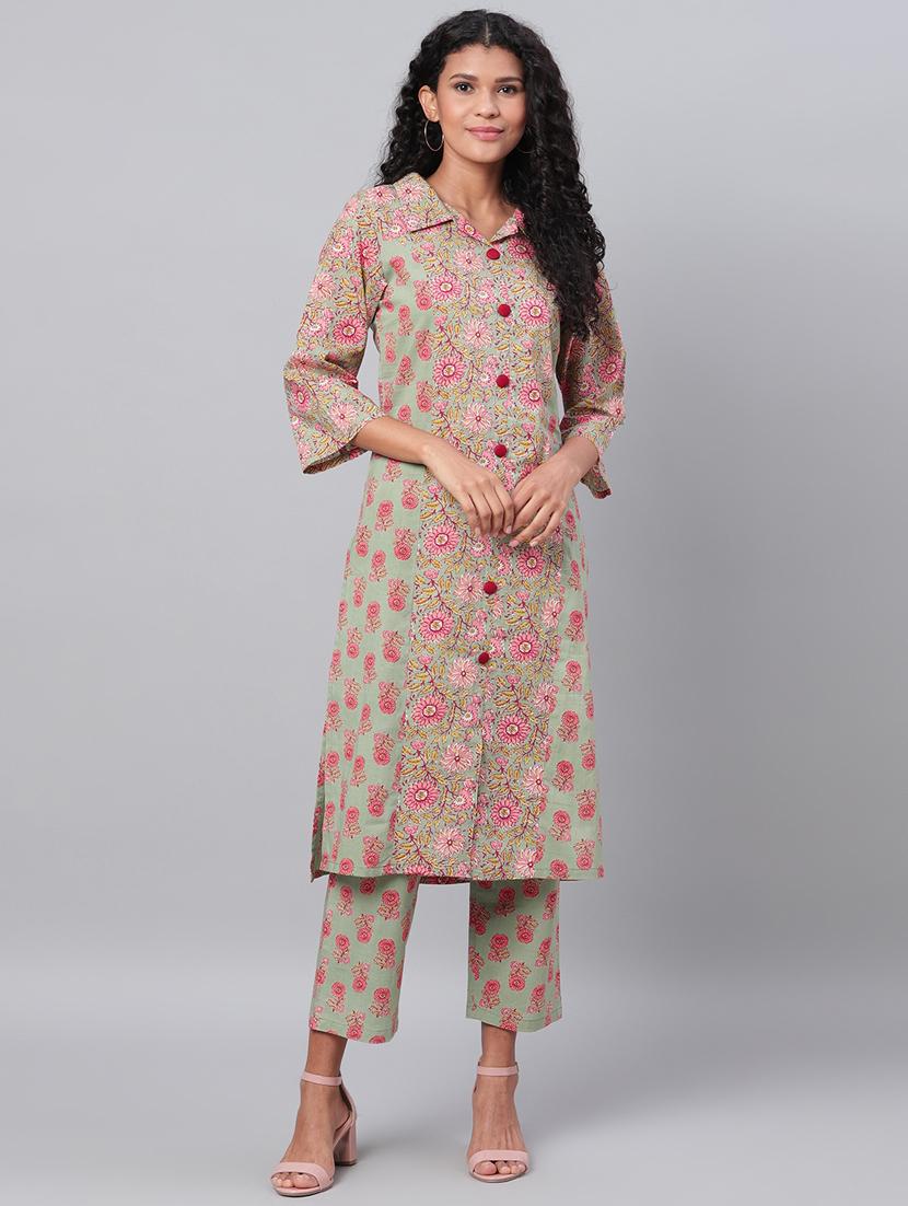 floral kurta pant set - 17474403 - Zoom Image - 1