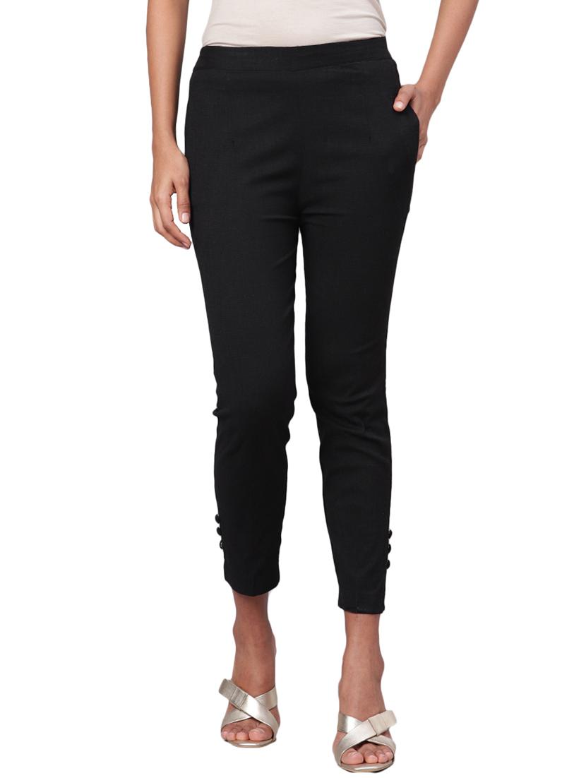 black rayon tapered pant - 17474456 - Zoom Image - 1