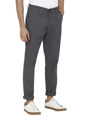 black checkered flat front casual trouser - 17474759 - Standard Image - 2