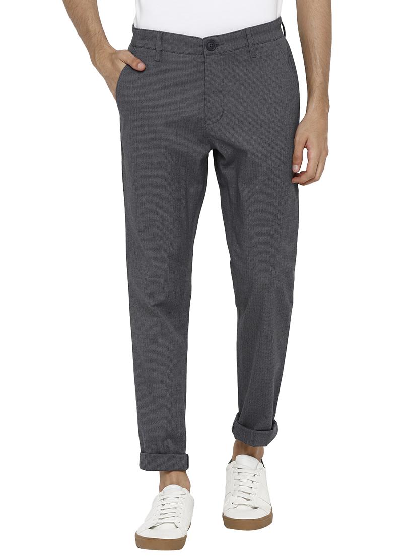 black checkered flat front casual trouser - 17474759 - Zoom Image - 1