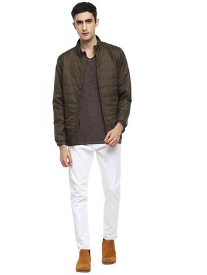 brown solid quilted jacket - 17474836 - Standard Image - 4