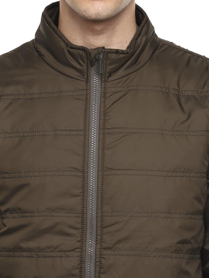 brown solid quilted jacket - 17474836 - Zoom Image - 5