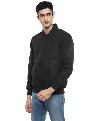black solid casual jacket - 17474842 - Standard Image - 2