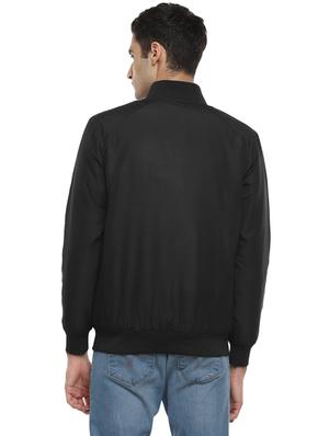 black solid casual jacket - 17474842 - Standard Image - 3