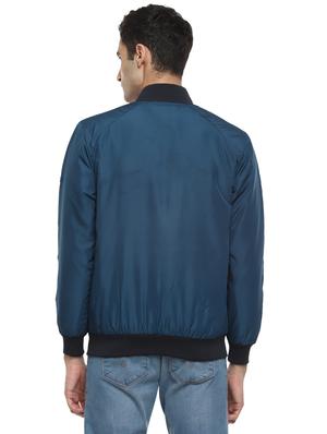 blue solid bomber jacket - 17474843 - Standard Image - 3