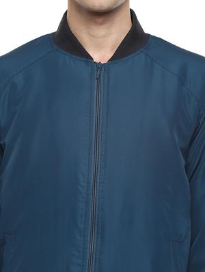 blue solid bomber jacket - 17474843 - Standard Image - 5