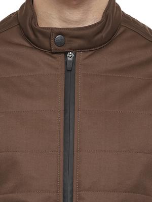 brown solid quilted jacket - 17474848 - Standard Image - 5