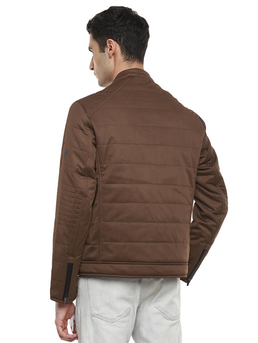 brown solid quilted jacket - 17474848 - Zoom Image - 3