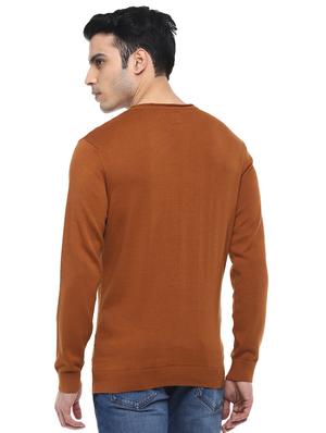 brown self design pullover - 17474986 - Standard Image - 3
