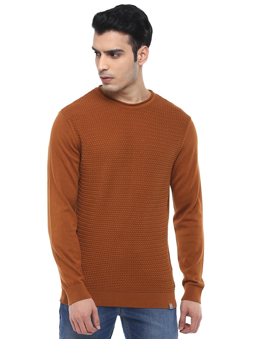 brown self design pullover - 17474986 - Zoom Image - 1