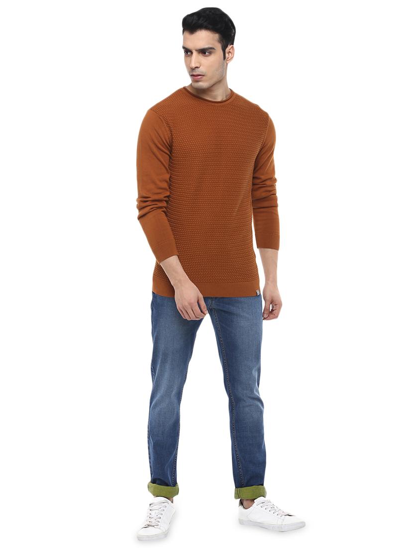 brown self design pullover - 17474986 - Zoom Image - 4