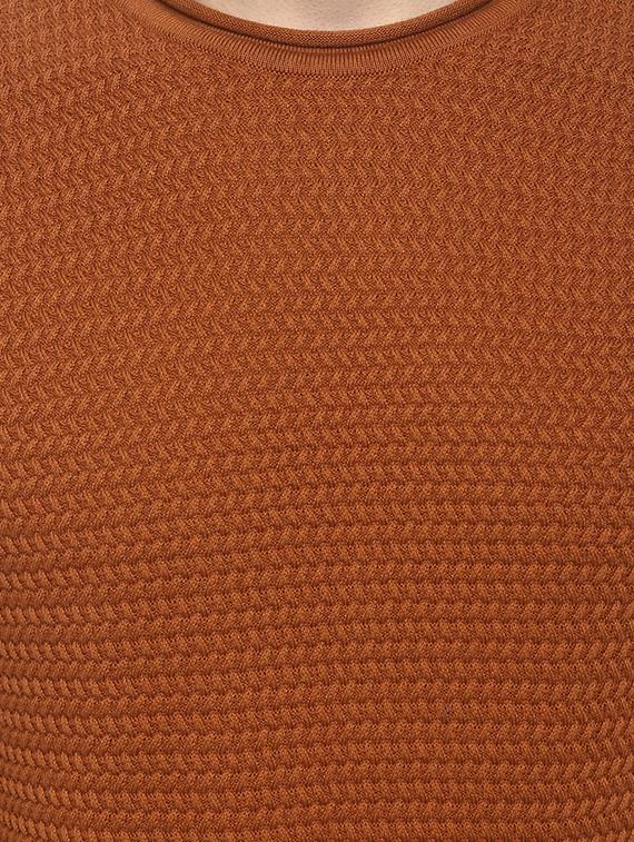 brown self design pullover - 17474986 - Zoom Image - 5