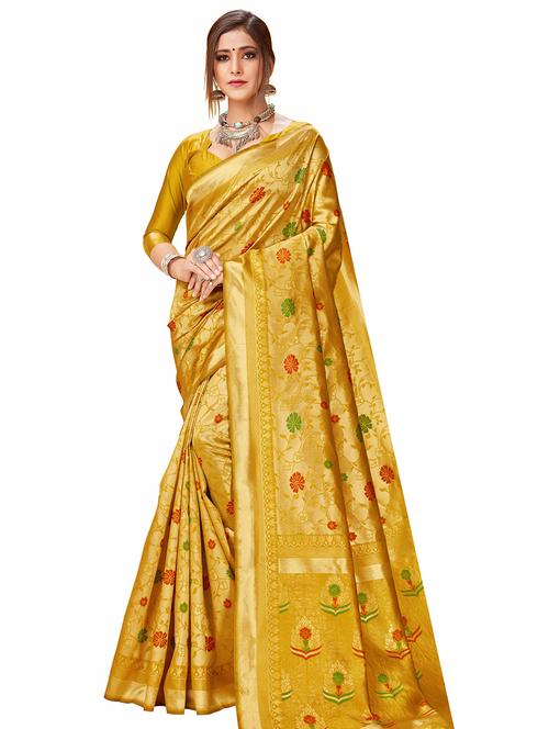 jacquard work woven saree with blouse - 17475021 - Standard Image - 1