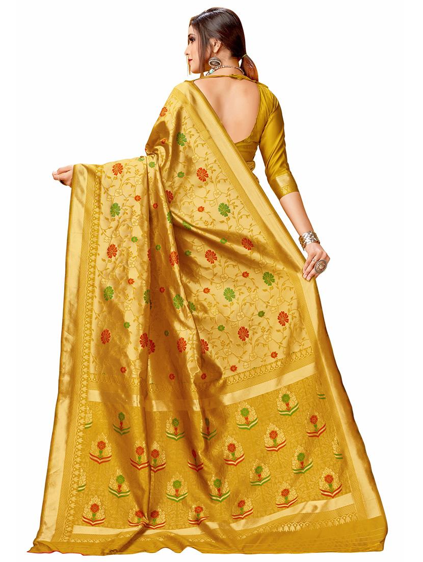 jacquard work woven saree with blouse - 17475021 - Zoom Image - 2