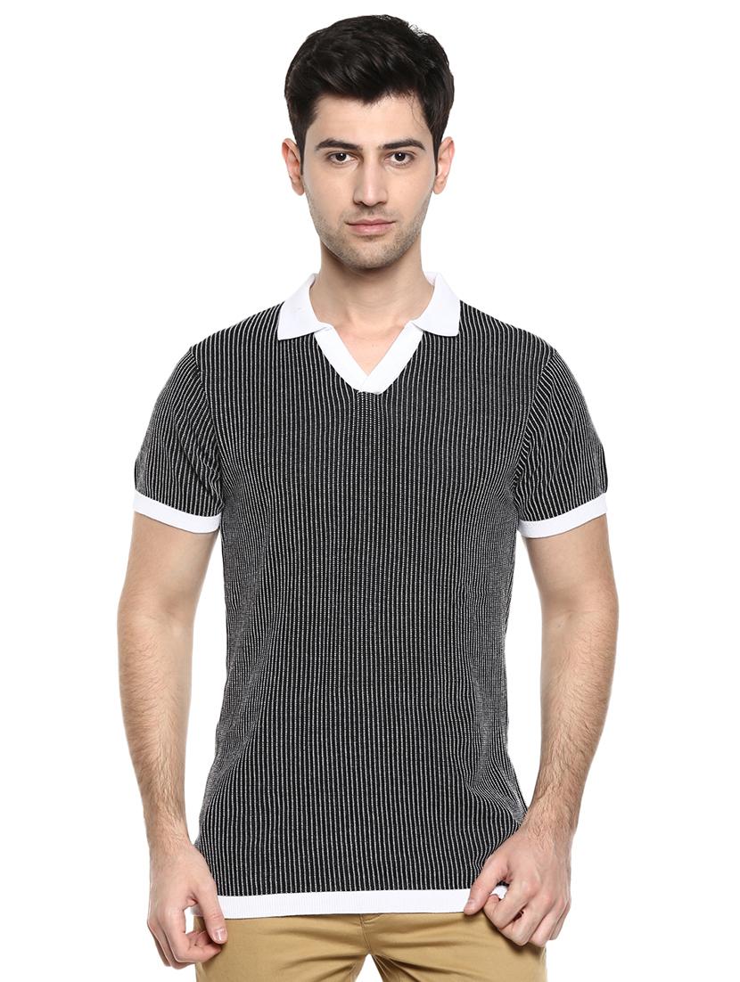 black striped collared t-shirt - 17475091 - Zoom Image - 1