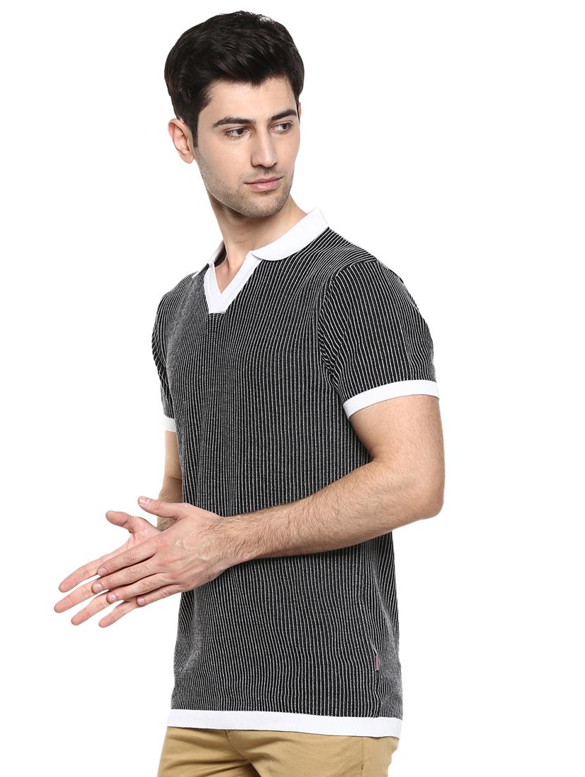 black striped collared t-shirt - 17475091 - Zoom Image - 2
