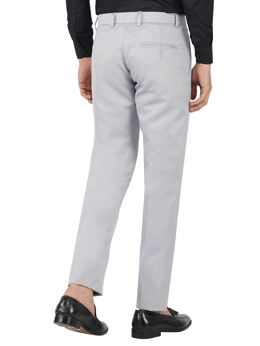 grey solid flat front formal trouser - 17475326 - Zoom Image - 3