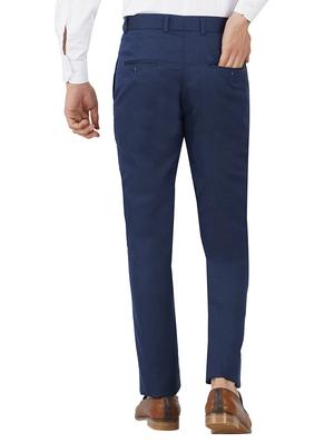 blue solid flat front formal trouser - 17475329 - Standard Image - 3