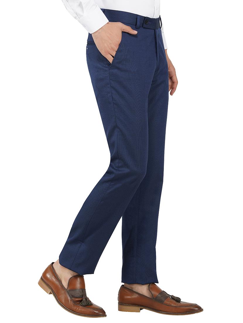 blue solid flat front formal trouser - 17475329 - Zoom Image - 2