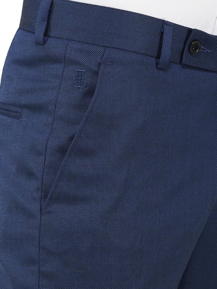 blue solid flat front formal trouser - 17475329 - Zoom Image - 5