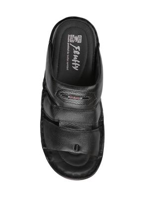 black leather slip on slippers - 17475726 - Standard Image - 4