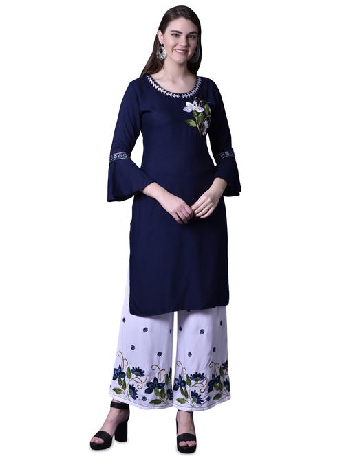 embroidered kurta palazzo set - 17476059 - Standard Image - 1