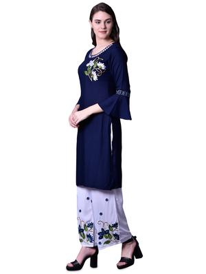 embroidered kurta palazzo set - 17476059 - Standard Image - 2