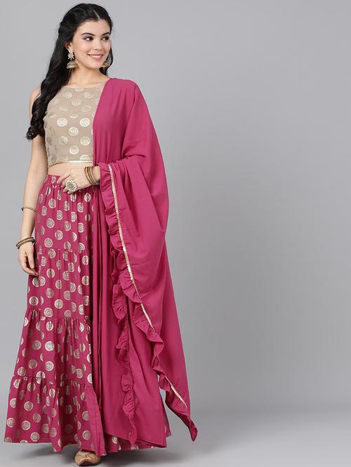 printed flared lehenga - 17476083 - Standard Image - 1