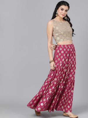 printed flared lehenga - 17476083 - Standard Image - 2