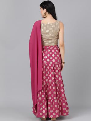 printed flared lehenga - 17476083 - Standard Image - 3