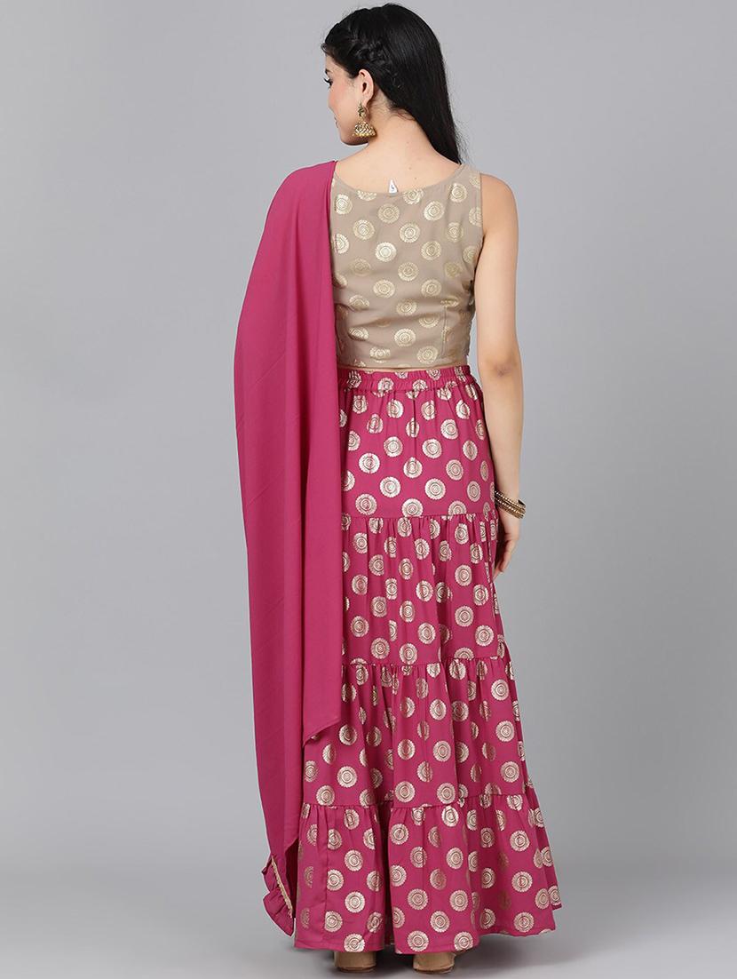 printed flared lehenga - 17476083 - Zoom Image - 3