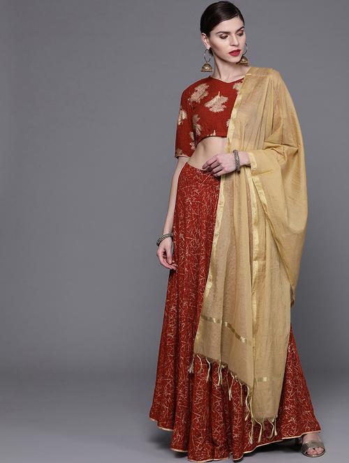 printed flared lehenga - 17476130 - Standard Image - 1