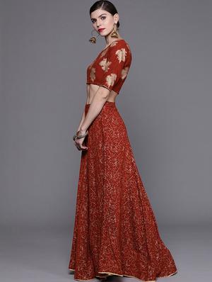 printed flared lehenga - 17476130 - Standard Image - 2