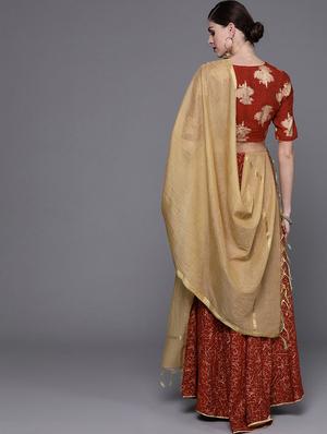 printed flared lehenga - 17476130 - Standard Image - 3