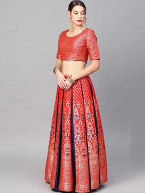 self design flared lehenga - 17476149 - Standard Image - 2
