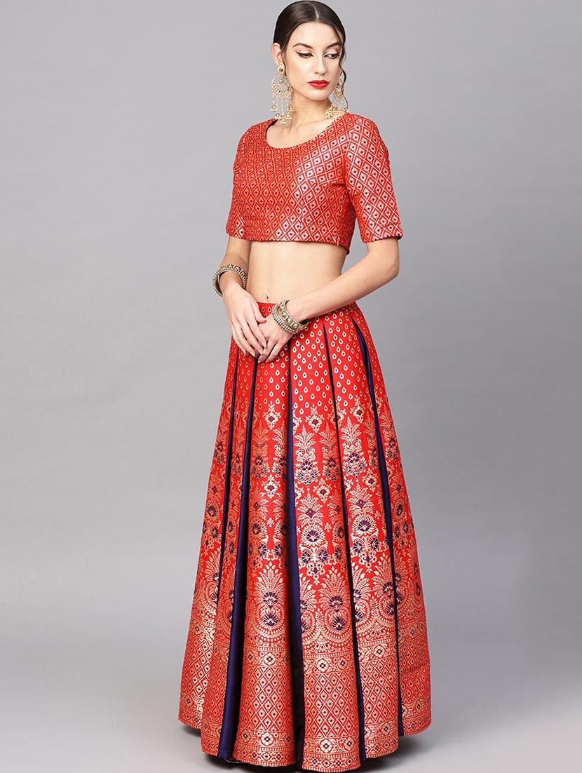 self design flared lehenga - 17476149 - Zoom Image - 2