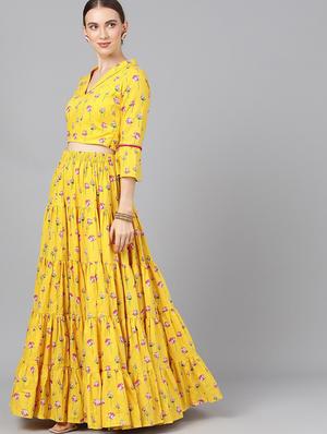 printed flared lehenga - 17476157 - Standard Image - 2